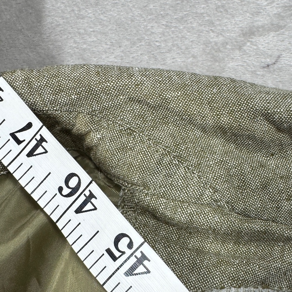 Vintage 90s Requirements Linen Cotton Blend Green Floral Embroidered Jacket XL - Picture 11 of 16